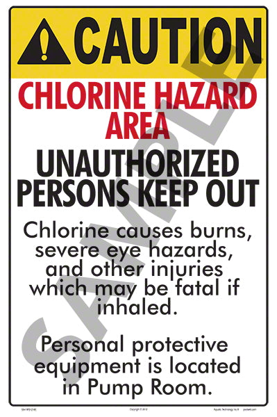 Chlorine Hazard Area Caution Sign - 12 x 18 Inches on Heavy-Duty Aluminum (Customize or Leave Blank)