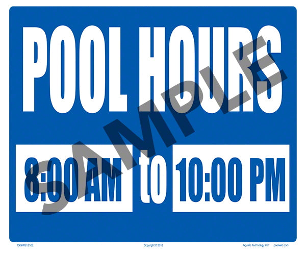 Pool Hours (Plain) Sign - 12 x 10 Inches on Heavy-Duty Aluminum (Customize or Leave Blank)