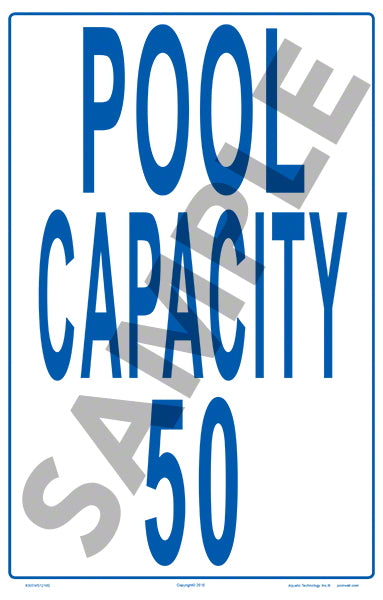 Pool Capacity With 4 Inch Lettering Sign - 12 x 18 Inches on Styrene Plastic (Customize or Leave Blank)