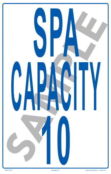 Spa Capacity Aluminum Sign With 4 Inch Lettering - 12x18 Inch