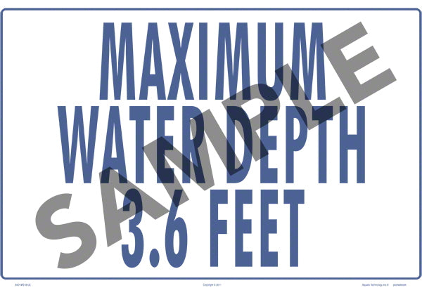 Maximum Water Depth Sign - 18 x 12 Inches on Styrene Plastic (Customize or Leave Blank)