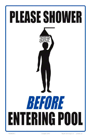 Please Shower Before Entering Pool Sign - 8 x 12 Inches on Styrene Plastic