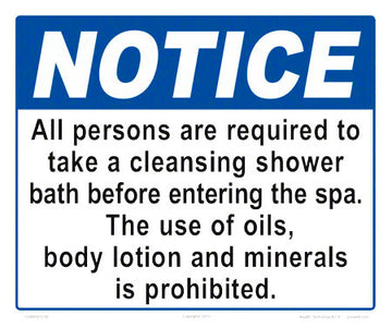 Notice All Persons Required to Shower Sign - 12 x 10 Inches on Heavy-Duty Aluminum