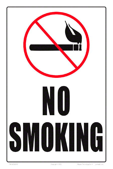 No Smoking Sign - 8 x 12 Inches on Styrene Plastic