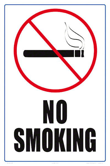 No Smoking Sign - 12 x 18 Inches on Styrene Plastic