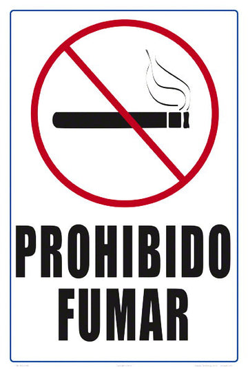 No Smoking Sign in Spanish - 12 x 18 Inches on Styrene Plastic