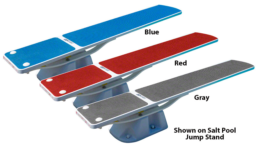 Salt Pool Jump System With 8 Foot TrueTread Board - White Stand and White Board and Gray TrueTread