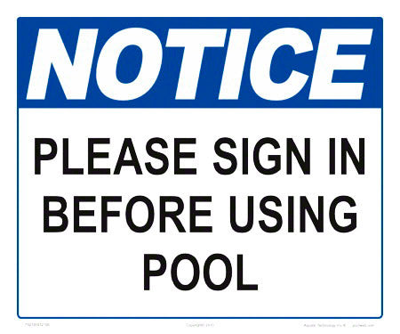 Notice Please Sign In Sign - 12 x 10 Inches on Styrene Plastic