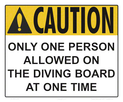 One Person on Board Caution Sign - 12 x 10 Inches on Styrene Plastic