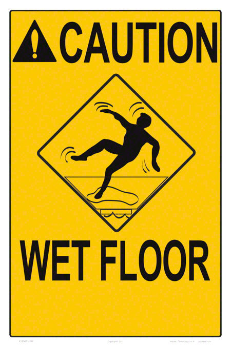 Wet Floor Caution Sign - 12 x 18 Inches on Heavy-Duty Aluminum