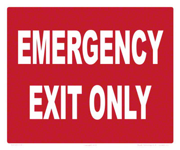 Emergency Exit Only Sign - 12 x 10 Inches on Heavy-Duty Aluminum