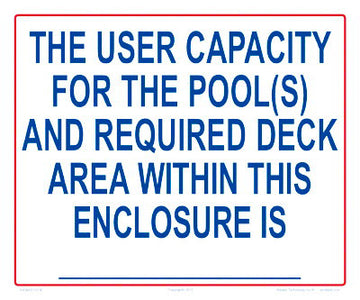 Pool Deck Load Capacity Sign - 12 x 10 Inches on Styrene Plastic (Customize or Leave Blank)