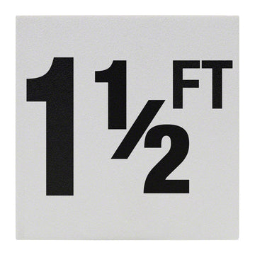 1 1/2 FT Ceramic Skid Resistant Tile Depth Marker 6 Inch x 6 Inch with 4 Inch Lettering