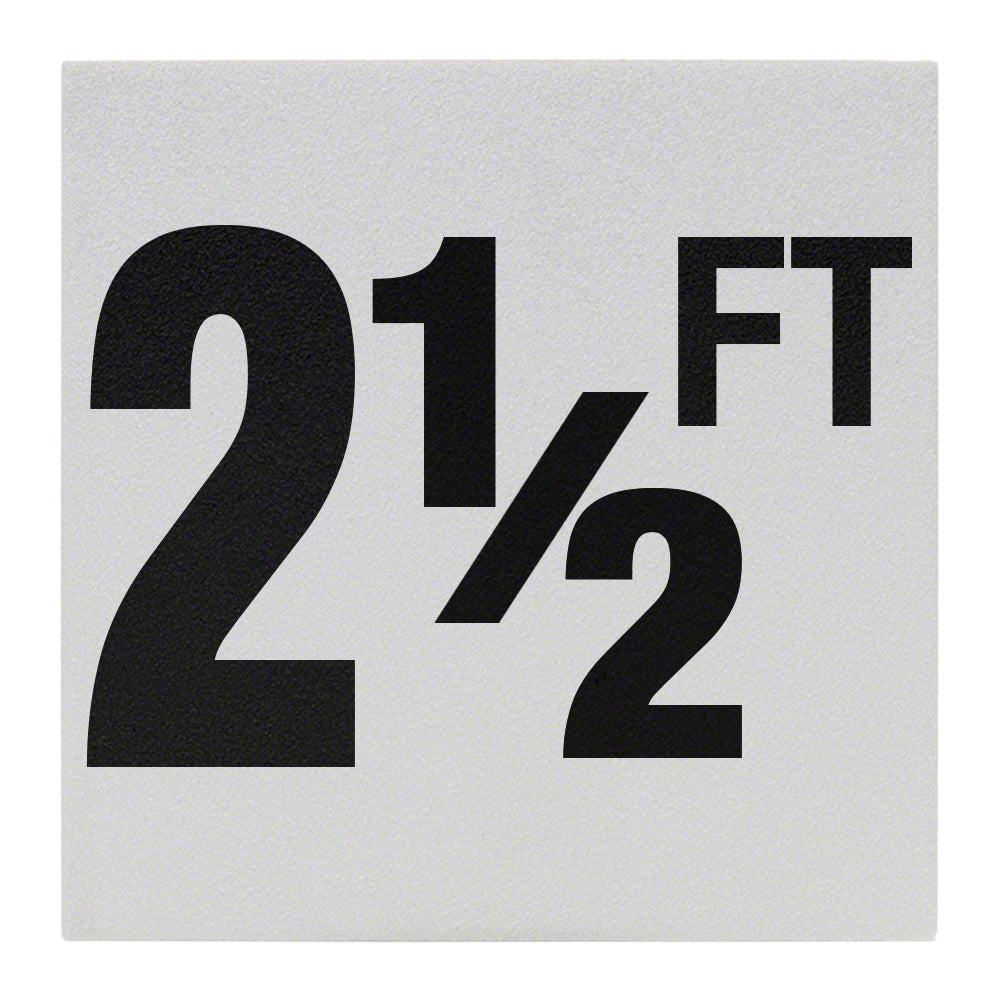 2 1/2 FT Ceramic Skid Resistant Tile Depth Marker 6 Inch x 6 Inch with 4 Inch Lettering