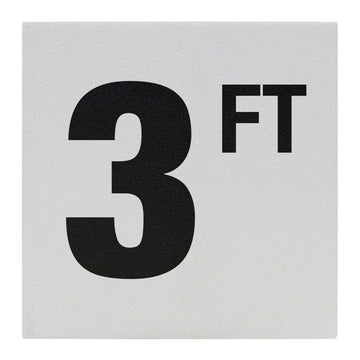 3 FT Ceramic Skid Resistant Tile Depth Marker 8 Inch x 8 Inch with 6 Inch Lettering