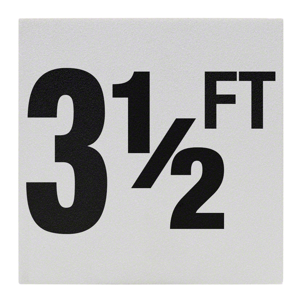3 1/2 FT Ceramic Skid Resistant Tile Depth Marker 8 Inch x 8 Inch with 6 Inch Lettering