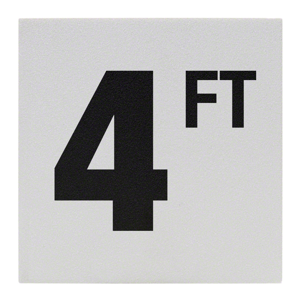 4 FT Ceramic Skid Resistant Tile Depth Marker 8 Inch x 8 Inch with 6 Inch Lettering