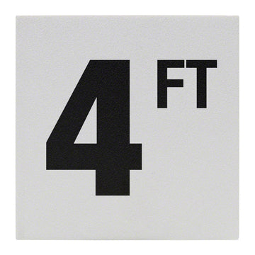 4 FT Ceramic Skid Resistant Tile Depth Marker 8 Inch x 8 Inch with 6 Inch Lettering