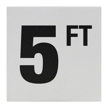 5 FT Ceramic Skid Resistant Tile Depth Marker 8 Inch x 8 Inch with 6 Inch Lettering
