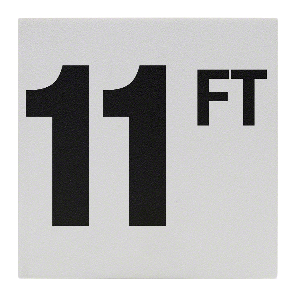 11 FT Ceramic Skid Resistant Tile Depth Marker 6 Inch x 6 Inch with 4 Inch Lettering