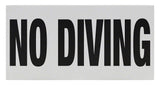 NO DIVING Message Ceramic Skid Resistant Tile Depth Marker 12 Inch x 6 Inch with 4 Inch Lettering