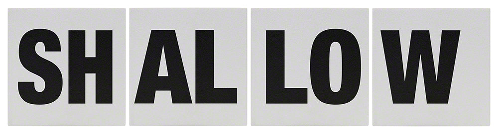 SHALLOW 4 Tile Message Ceramic Skid Resistant Tile Depth Marker 6 Inch x 6 Inch