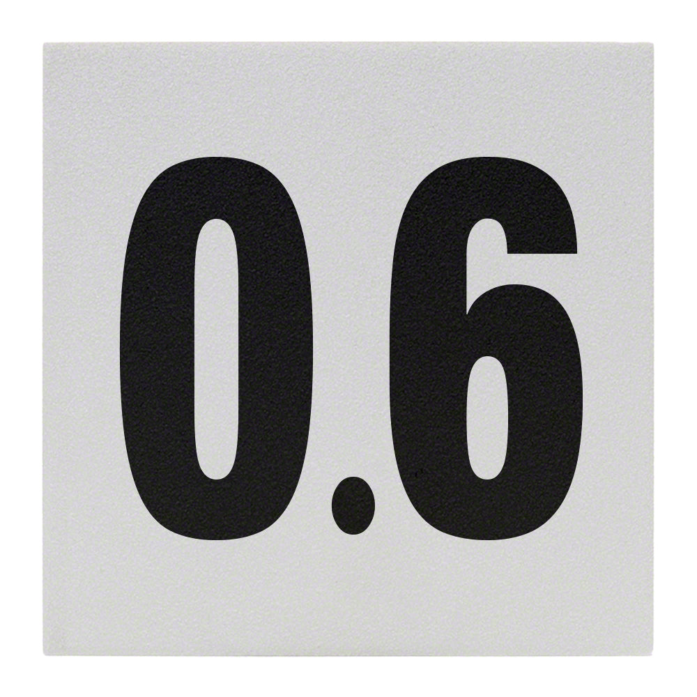 0.6 Ceramic Skid Resistant Tile Depth Marker 6 Inch x 6 Inch with 4 Inch Lettering