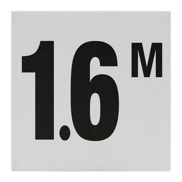 1.6 M Ceramic Skid Resistant Tile Depth Marker 6 Inch x 6 Inch with 4 Inch Lettering