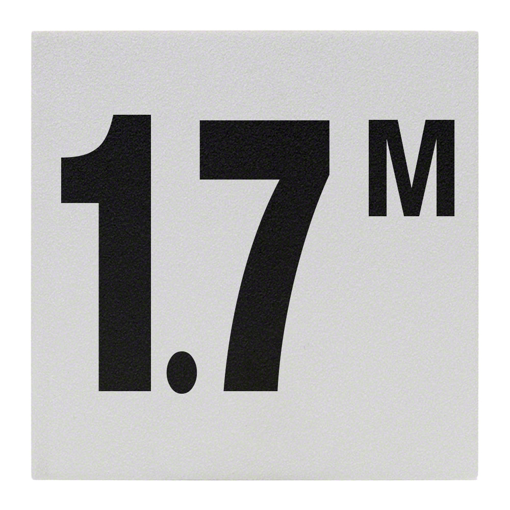 1.7 M Ceramic Skid Resistant Tile Depth Marker 6 Inch x 6 Inch with 4 Inch Lettering