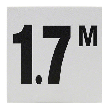 1.7 M Ceramic Skid Resistant Tile Depth Marker 6 Inch x 6 Inch with 4 Inch Lettering