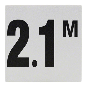 2.1 M Ceramic Skid Resistant Tile Depth Marker 6 Inch x 6 Inch with 4 Inch Lettering