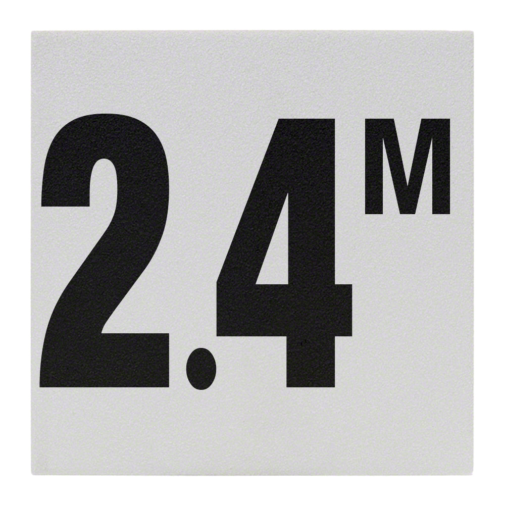2.4 M Ceramic Skid Resistant Tile Depth Marker 6 Inch x 6 Inch with 4 Inch Lettering
