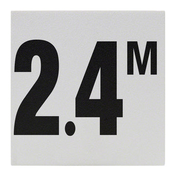 2.4 M Ceramic Skid Resistant Tile Depth Marker 6 Inch x 6 Inch with 4 Inch Lettering