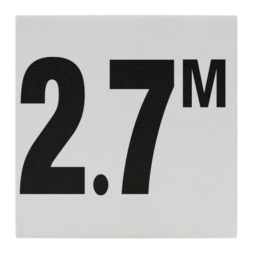 2.7 M Ceramic Skid Resistant Tile Depth Marker 6 Inch x 6 Inch with 4 Inch Lettering