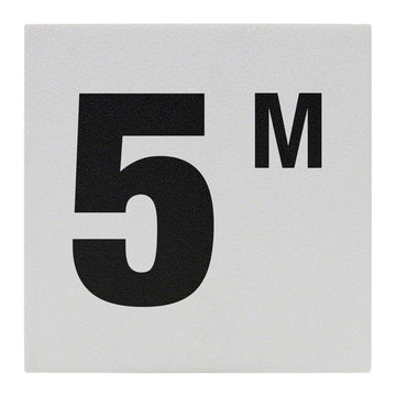 5 M Ceramic Skid Resistant Tile Depth Marker 6 Inch x 6 Inch with 4 Inch Lettering