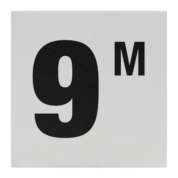 9 M Ceramic Skid Resistant Tile Depth Marker 6 Inch x 6 Inch with 4 Inch Lettering