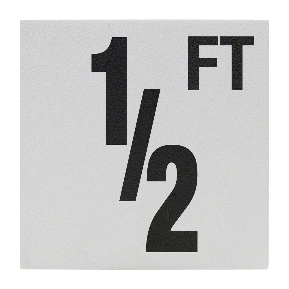 1/2 FT Ceramic Skid Resistant Tile Depth Marker 6 Inch x 6 Inch with 5 Inch Lettering