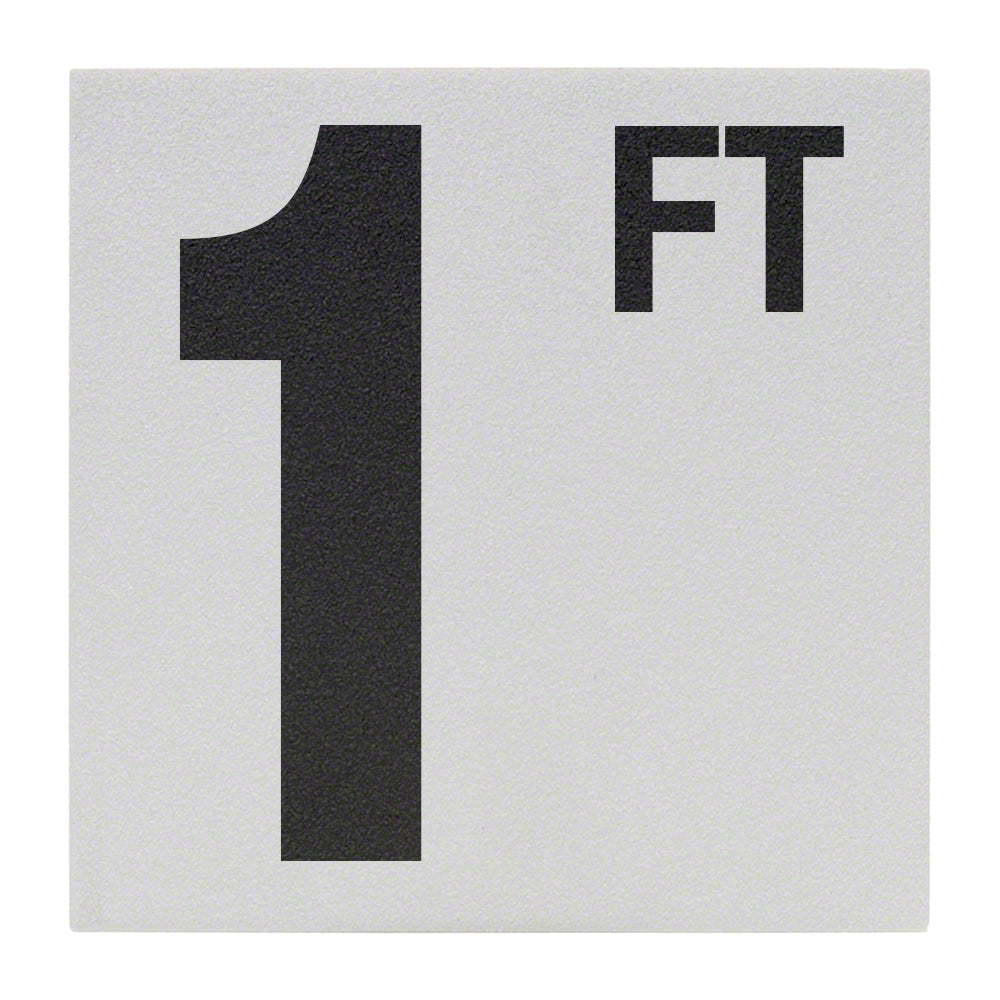 1 FT Ceramic Skid Resistant Tile Depth Marker 6 Inch x 6 Inch with 5 Inch Lettering