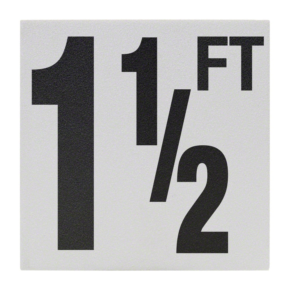 1 1/2 FT Ceramic Skid Resistant Tile Depth Marker 6 Inch x 6 Inch with 5 Inch Lettering