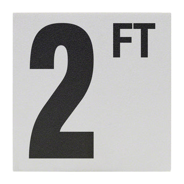 2 FT Ceramic Skid Resistant Tile Depth Marker 6 Inch x 6 Inch with 5 Inch Lettering