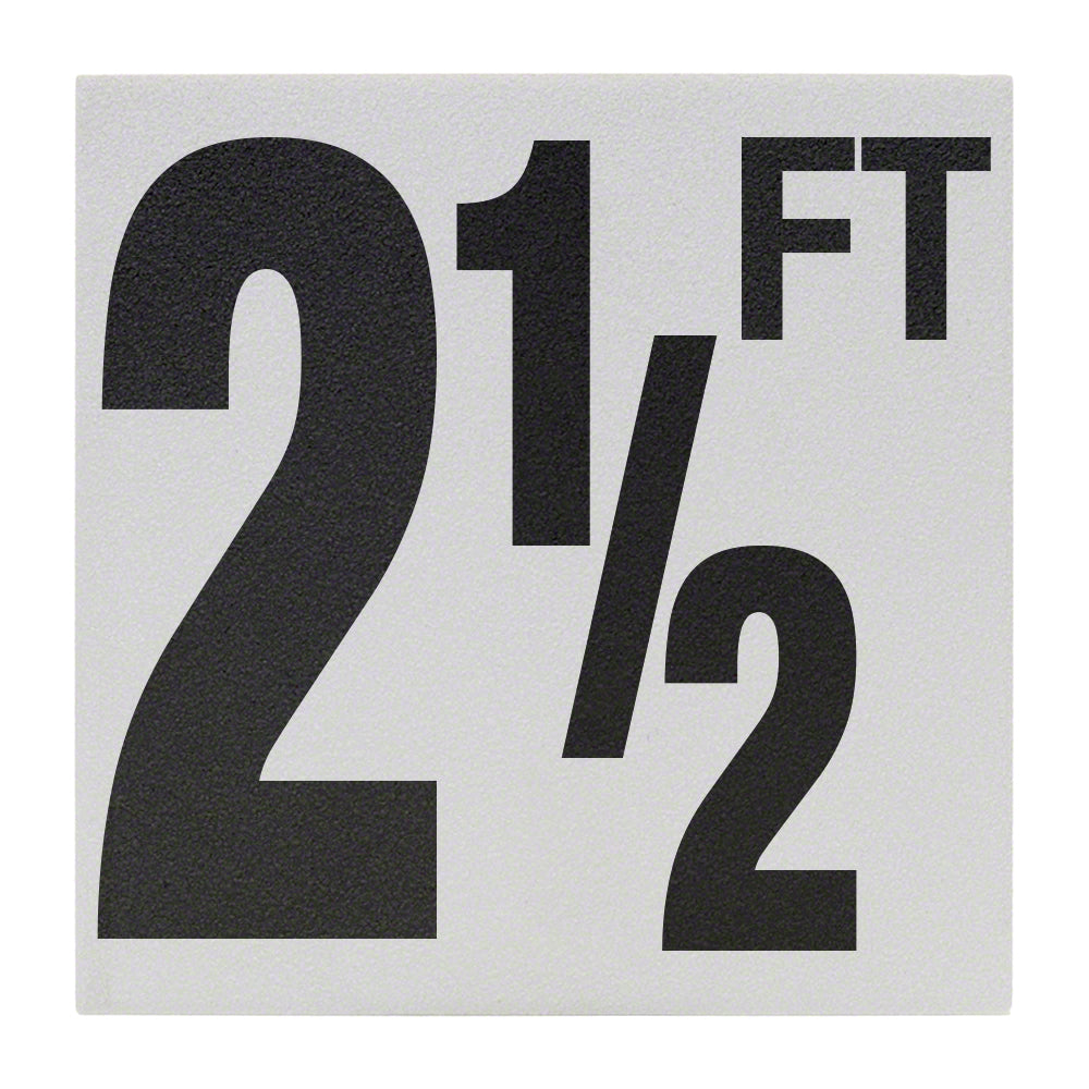 2 1/2 FT Ceramic Skid Resistant Tile Depth Marker 6 Inch x 6 Inch with 5 Inch Lettering