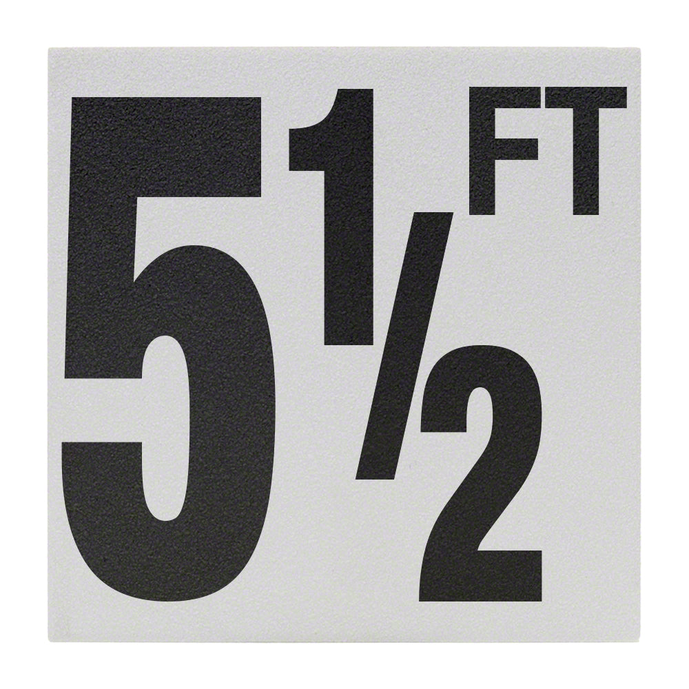 5 1/2 FT Ceramic Skid Resistant Tile Depth Marker 6 Inch x 6 Inch with 5 Inch Lettering