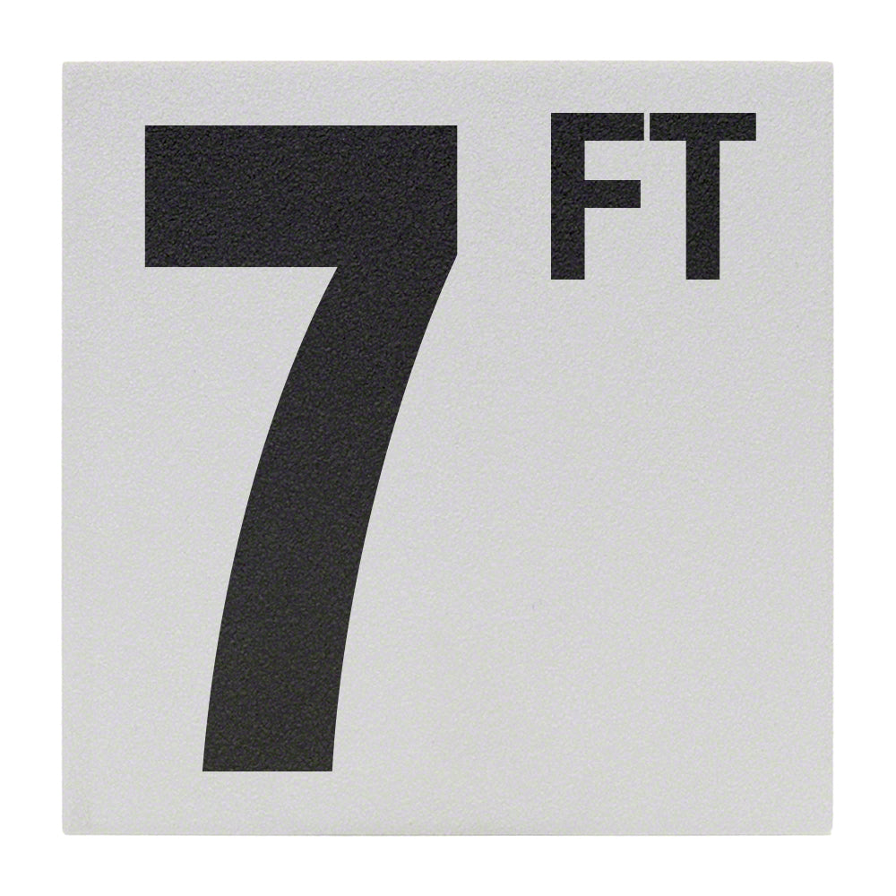 7 FT Ceramic Skid Resistant Tile Depth Marker 6 Inch x 6 Inch with 5 Inch Lettering