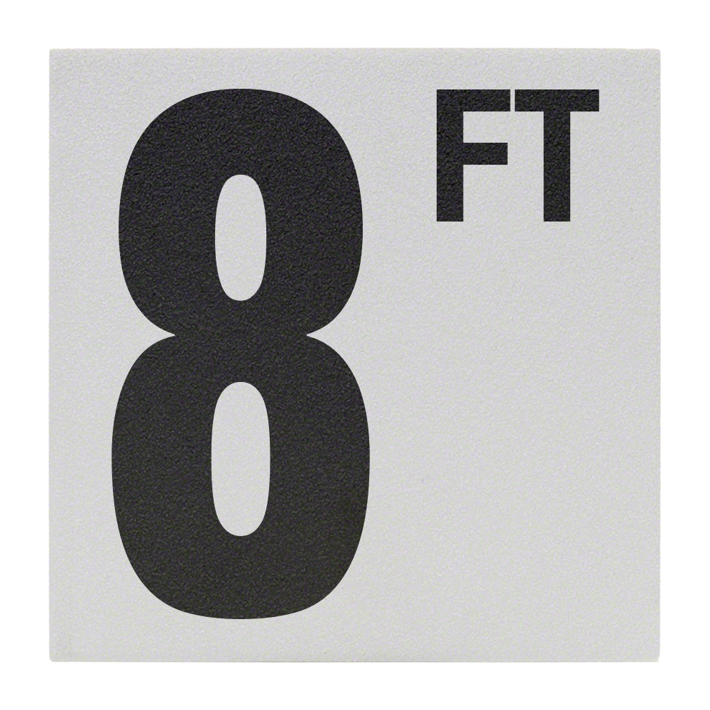 8 FT Ceramic Skid Resistant Tile Depth Marker 6 Inch x 6 Inch with 5 Inch Lettering