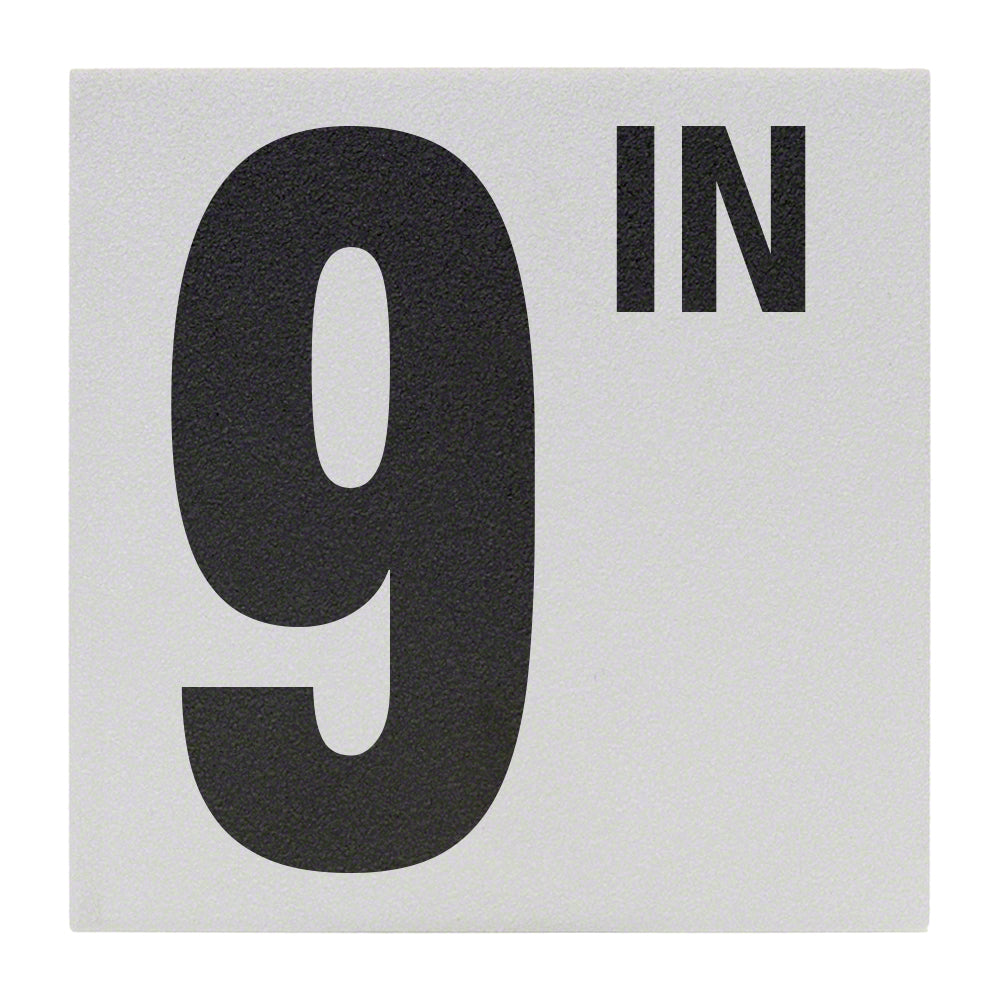 9 IN Ceramic Skid Resistant Tile Depth Marker 6 Inch x 6 Inch with 5 Inch Lettering
