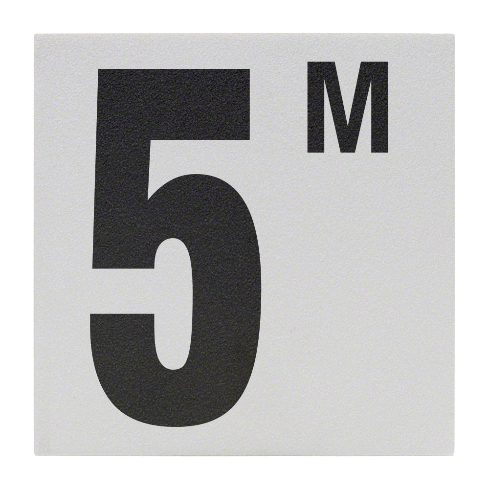 5M Metric Ceramic Skid Resistant Tile Depth Marker 6 Inch x 6 Inch with 5 Inch Lettering