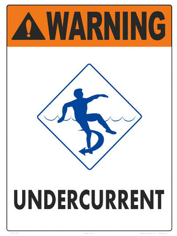 Undercurrent Warning Sign - 18 x 24 Inches on Heavy-Duty Dibond Aluminum