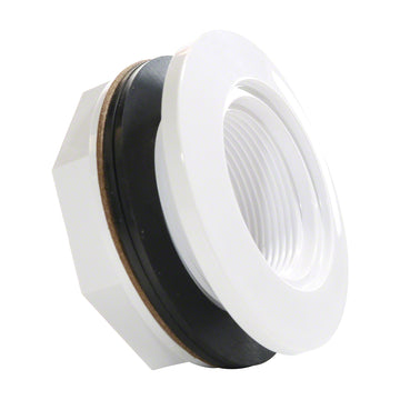 Inlet Fitting With Locknut and Gaskets - 1-1/2 Inch FIP - Vinyl/Fiberglass - White