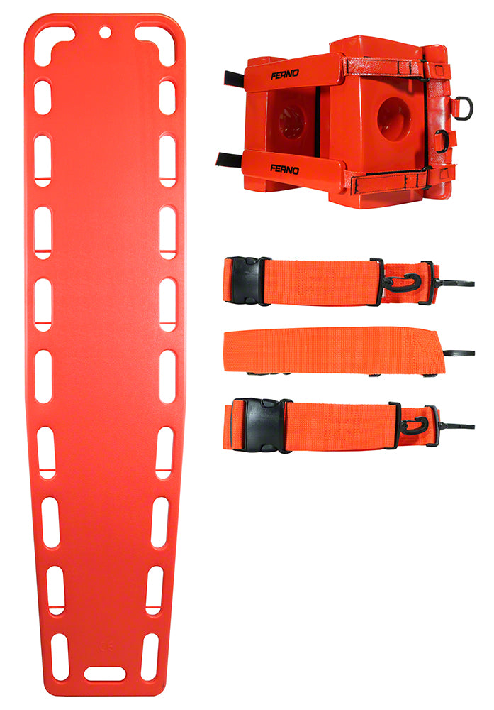 Spineboard With Straps and Ferno Head Immobilizer - Orange Combo