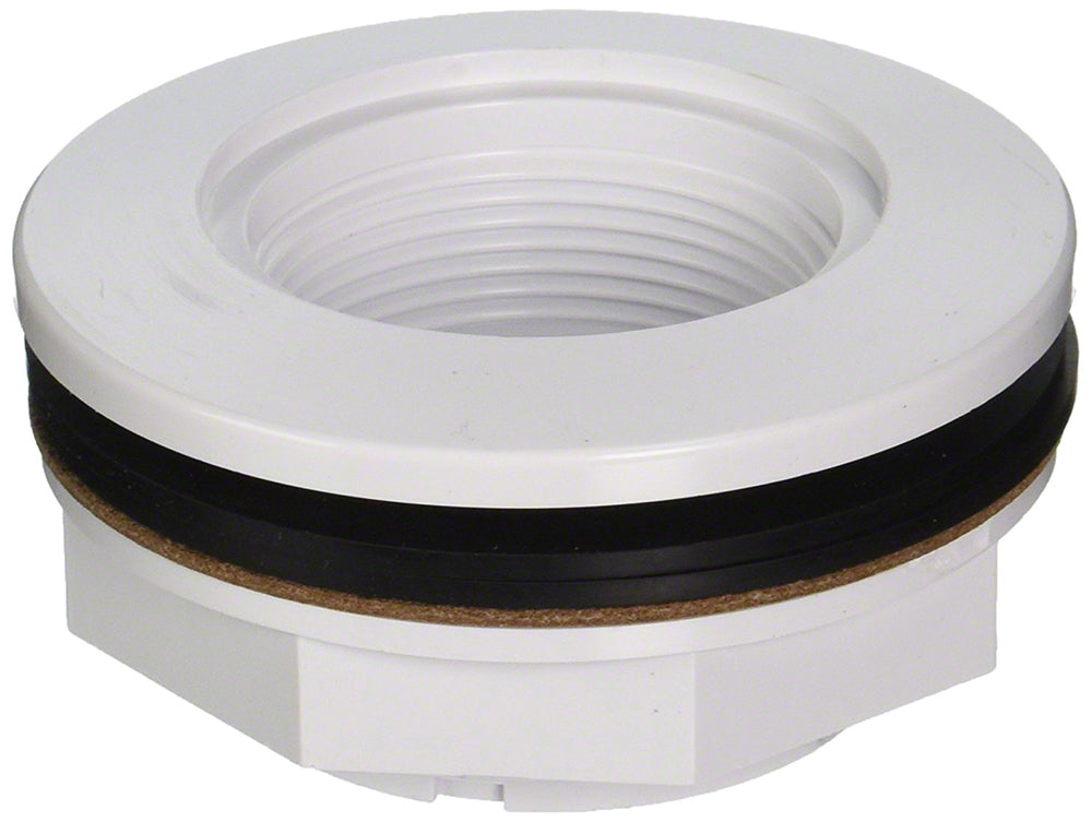 Inlet Fitting With Locknut and Gaskets - 1-1/2 Inch Socket - Vinyl/Fiberglass - White